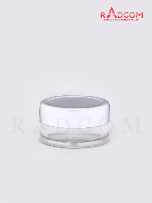 8 GM Clear SAN Cream Jar with Lid and White ABS Cap